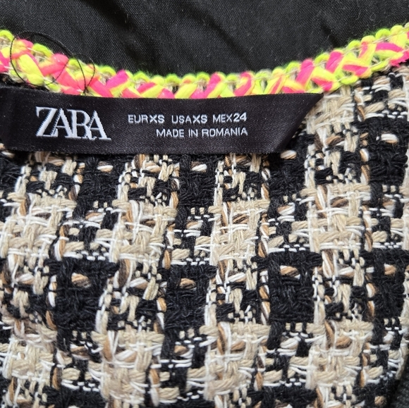 Zara Black and Tan Woven Tweed Pullover Cardigan. Size XS - Picture 8 of 11